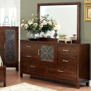 Furniture Of America Furniture Of America Petalia 2 piece Brown Cherry Dresser And Mirror Set Brown Size 6 drawer