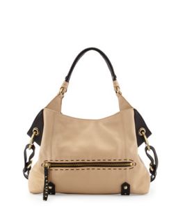 Marissa Studded Leather Satchel Bag, Sand Multi   Oryany
