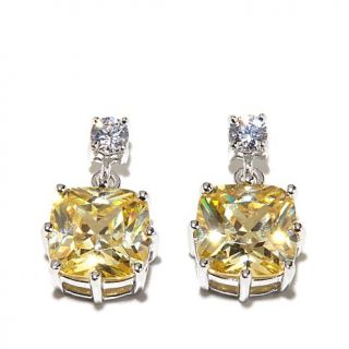 6.30ct Absolute™ 9mm Cushion Cut Canary Round Drop Earrings