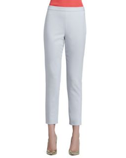 Womens Doubleweave Stretch Cotton Audry Trouser Pants, Oyster   St. John