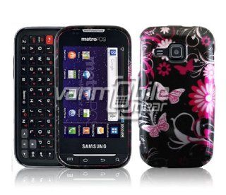 VMG Samsung Indulge R910   Black/Pink Butterfly Hard 2 Pc Design Plastic Case Cell Phones & Accessories