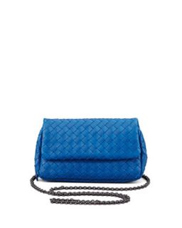 Woven Mini Crossbody Bag, Blue   Bottega Veneta