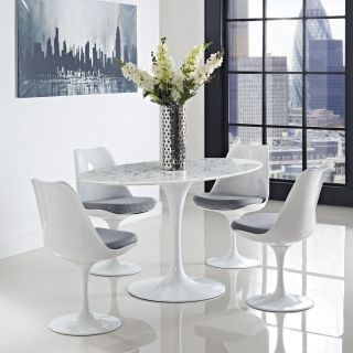 Lippa Marble 60 White Oval shaped Dining Table