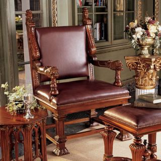 Design Toscano Lord Cumberlands Throne Leather Arm Chair AF1362