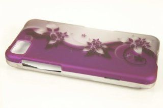 Blackberry Z10 Hard Case Cover for Purple/Silver Vines + Earphone Cord Winder Cell Phones & Accessories