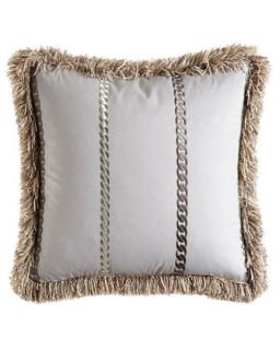 Fringed Pillow with Chain Embroidery, 20Sq.   Isabella Collection by Kathy