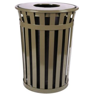 Witt Oakley Slatted Metal Waste Receptacle with Flat Top M5001 FT Finish Brown