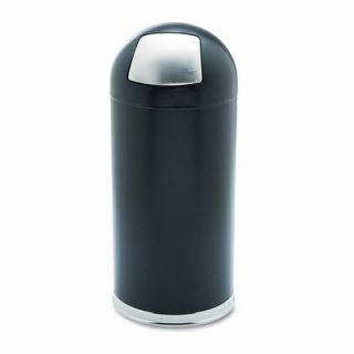 Safco Products Dome Round Receptacle with Spring Loaded Door 9636 Color Black