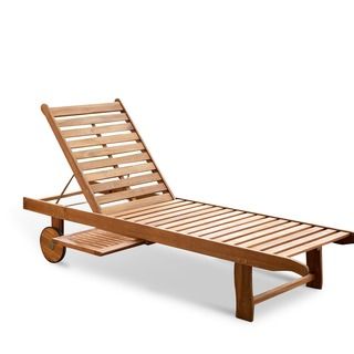 Eucalyptus Wood Outdoor Single Chaise Lounge