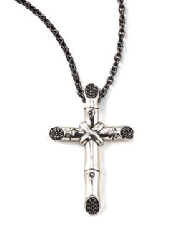 Mens Bamboo Diamond Cross Necklace   John Hardy