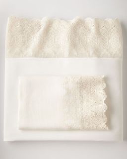 Queen Annabelle Lace Edged Flat Sheet   Pom Pom at Home