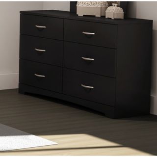 South Shore Step One 6 Drawer Double Dresser 3107010/3160010 Finish Pure Black