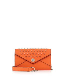Mini Spiked Wallet on a Chain Bag, Orange   Rebecca Minkoff