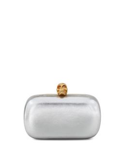 Bicolor Metallic Skull Clasp Clutch Bag, Gold/Silver   Alexander McQueen