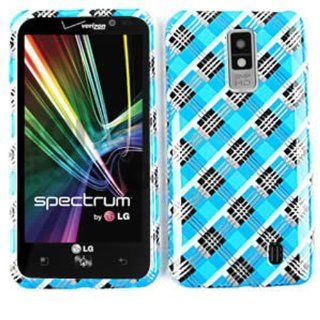LG SPECTRUM VS920 BLUE BLACK PLAID TP CASE ACCESSORY SNAP ON PROTECTOR Cell Phones & Accessories