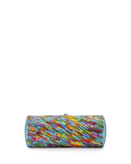 Watercolors Twisted Tube Crystal Clutch, Multi   Judith Leiber Couture