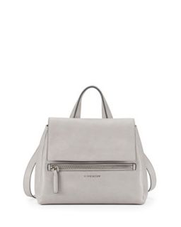 Pandora Small Waxy Leather Satchel Bag, Gray   Givenchy