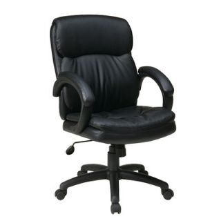 Office Star Mid Back Eco Leather Executive Office Chair with Padded Arms EC92