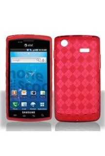 Samsung i897 Captivate TPU Flexi Skin Case   Transparent Red Check Cell Phones & Accessories