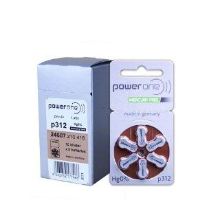 Power One Size 312 MERCURY FREE Hearing Aid Batteries (60 batteries) Health & Personal Care
