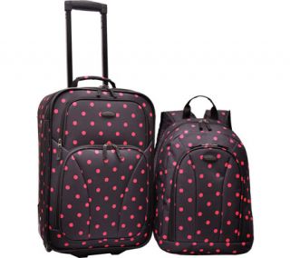 US Traveler 2 Piece Polka Dot Carry on Luggage Set