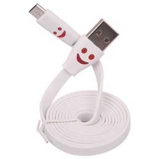 Sanheshun LED Smile Face Micro USB Data Sync Charger Cable Cord 3ft Compatible with Samsung S2 S3 S4 LG Color White Cell Phones & Accessories