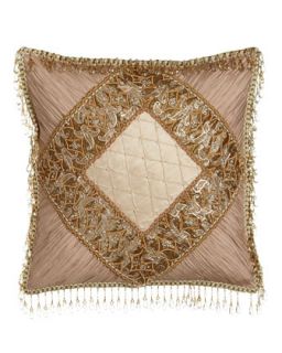 Pillow w/ Shirred Silk Corners & Bead Embellishment, 16Sq.   Sweet Dreams