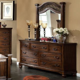 Furniture Of America Furniture Of America Locklore 2 piece Antique Dark Oak Dresser And Mirror Set Oak Size 7 drawer