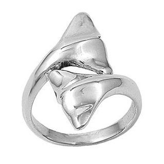 Whale Fluke Lovers Ring Sterling Silver 925 Jewelry