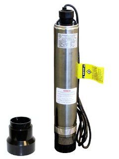 Pump, Deep Well Submersible Pump, 1 Hp, 230V, 33 Gpm, 207 feet, Stainless Steel, Long Life  Portable Power Water Pumps  Patio, Lawn & Garden