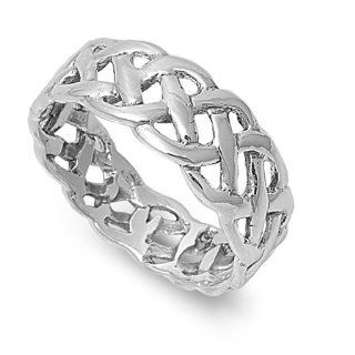 Weave Eternity 9MM Ring Sterling Silver 925 Jewelry