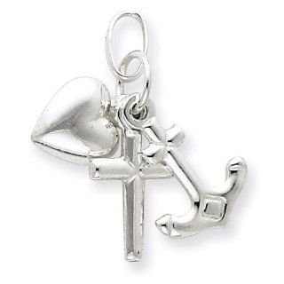 925 Silver Heart Cross Anchor Faith Hope Charity Charm Jewelry