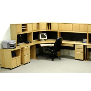 Rush Furniture Office Modulars Corner Desk Office Suite with Machine Cart 18019