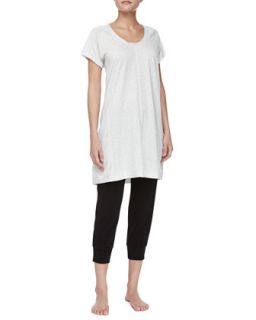 Short Sleeve Pima Cotton Sleepshirt, Heather Gray   Donna Karan