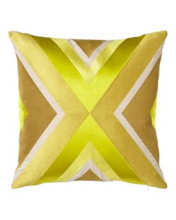 Yellow Building Pillow w/ X Design, 20Sq.   Trina Turk
