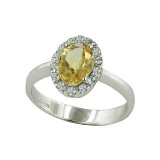 .925 Sterling Silver Oval Faceted Citrine Gem Ring Size 8 Silver Empire Jewelry Jewelry