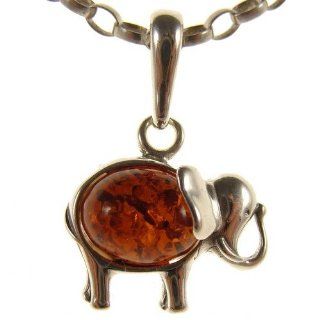 BALTIC AMBER AND STERLING SILVER 925 DESIGNER COGNAC ELEPHANT PENDANT JEWELLERY JEWELRY (NO CHAIN) Cognac Amber Ring Jewelry