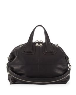 Nightingale Waxy Leather Satchel Bag, Black   Givenchy