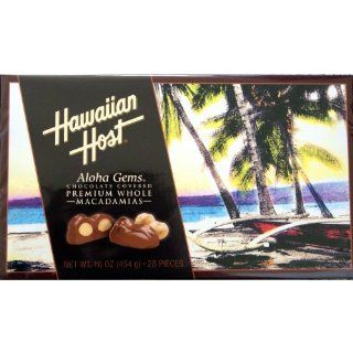 Hawaiian Host Aloha Gems, Chocolate Covered Premium Whole Macadamias  Macadamia Nuts  Grocery & Gourmet Food