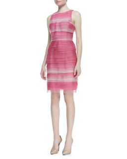 Womens Sleeveless Multi Tiered Ombr� Cocktail Dress, Pink   Kay Unger New York