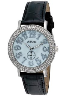 August Steiner AS8030BK  Watches,Womens White Mother of Pearl Dial Black Leather, Casual August Steiner Quartz Watches