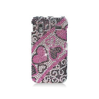 Samsung Captivate Glide i927 SGH I927 Bling Gem Jeweled Jewel Crystal Diamond Pink Silver Hearts Cover Case Cell Phones & Accessories