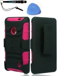IMAGITOUCH(TM) 3 Item Combo Nokia 521 Lumia(T Mobile) Hybrid H Stand w Holster Hot Pink Snap On Hard Case Shell Cover Phone Protector Faceplate (Stylus pen, Pry Tool, Phone Cover) Cell Phones & Accessories