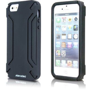 Aleratec iPhone 5 Dual 2 Layer Snap On Hard Case Shell and Fitted Grip Rubber Protective Bumper Cover Black/Black Cell Phones & Accessories