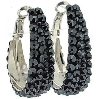 Jimmy Crystal Hematite Swarovski Crystal Creole Earrings Stud Earrings Jewelry