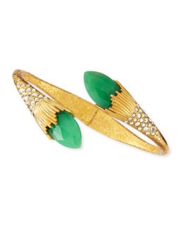 Hinged Bypass Bracelet with Chrysoprase & Crystals   Alexis Bittar