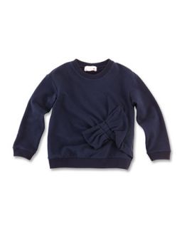 Bow Detail Wool Sweatshirt, Blue, Girls 6Y   Lanvin