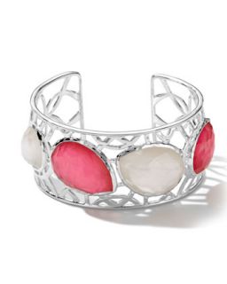 Sterling Silver Wonderland Cutout 4 Stone Cuff in Peony/Mother of Pearl  