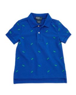 Schiffli Grasshopper Embroidered Polo, Blue, Toddler Boys 2T 3T   Ralph Lauren