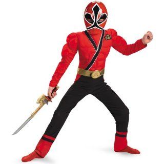 Power Rangers Samurai Red Ranger Child Muscle Costume Size 10 1/2   12 1/2 Husky Toys & Games